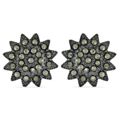 BUY AUSTRIAN MARCASITE GEMSTONE FLORAL EARRINGS IN 925 SILVER 